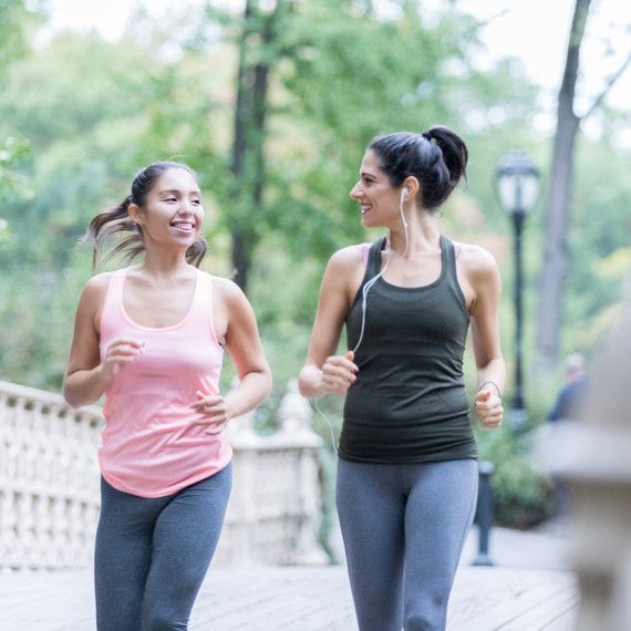 power-walking through the park as a way to learn how to balance a detox diet with social events and real life