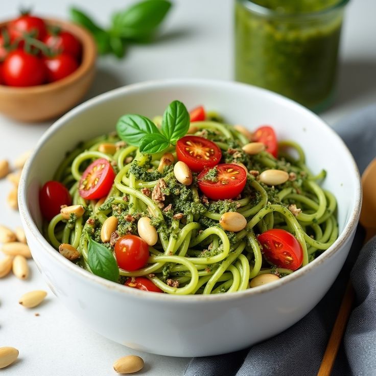 Raw Zucchini Noodles with Pesto